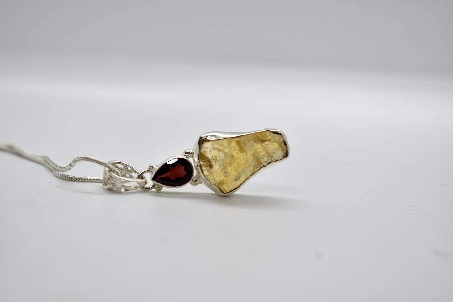 Citrine and Garnet Sterling Silver Necklace