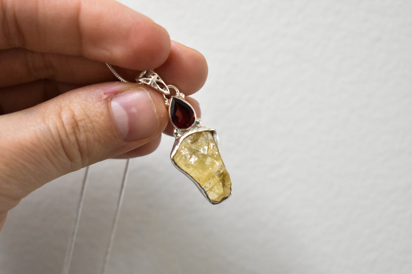 Citrine and Garnet Sterling Silver Necklace