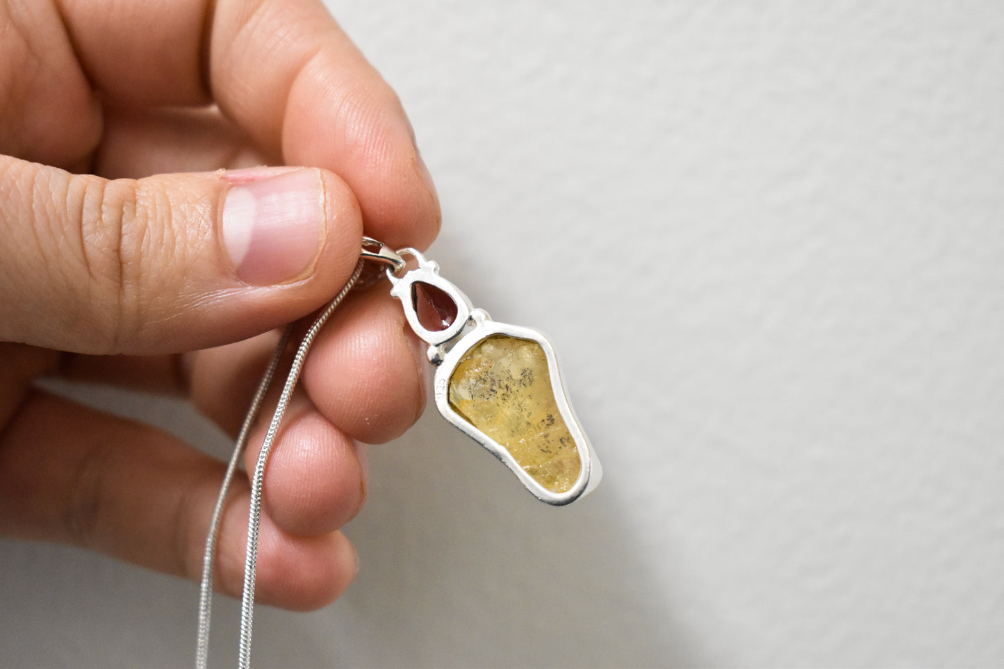 Citrine and Garnet Sterling Silver Necklace