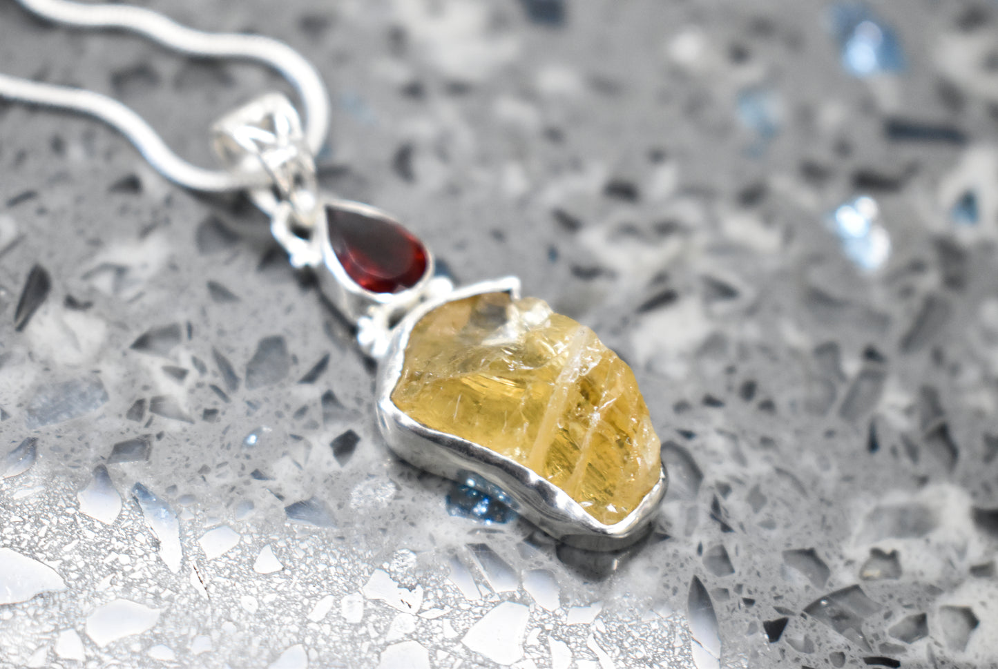 Citrine and Garnet Sterling Silver Necklace