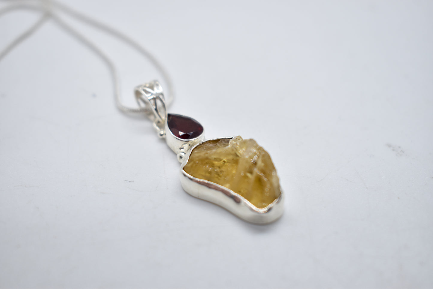 Citrine and Garnet Sterling Silver Necklace