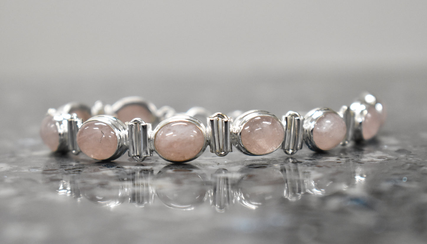 Sterling Silver Morganite Tennis Bracelet