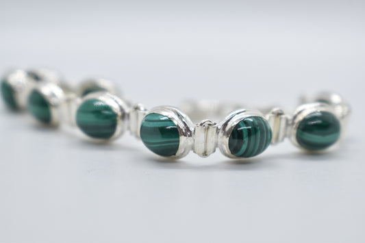 Sterling Silver Malachite Tennis Bracelet