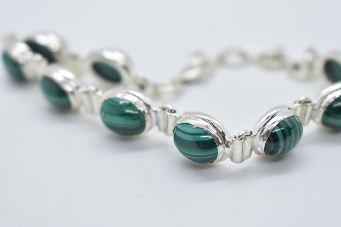Sterling Silver Malachite Tennis Bracelet