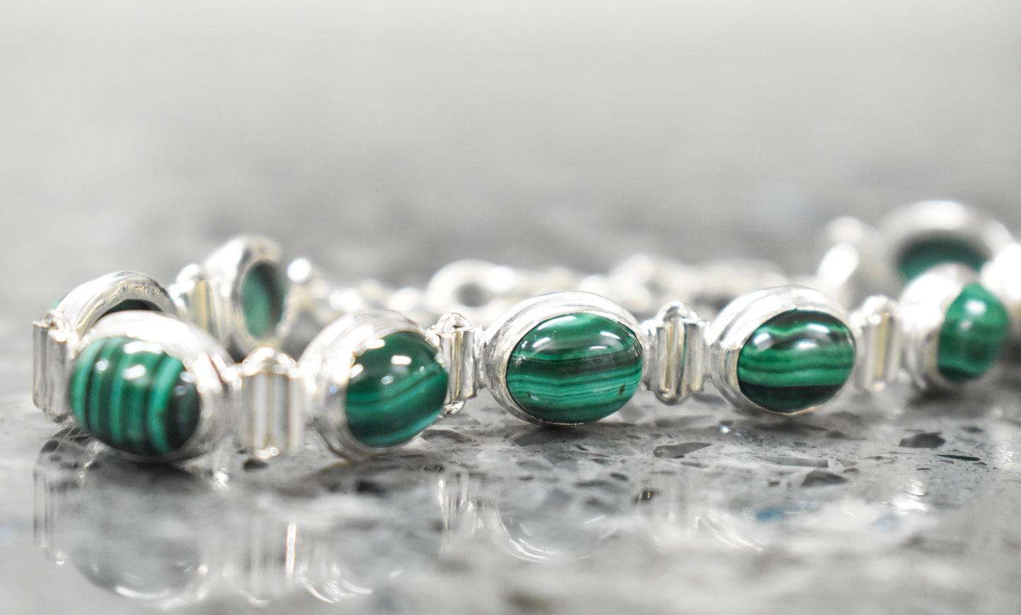 Sterling Silver Malachite Tennis Bracelet