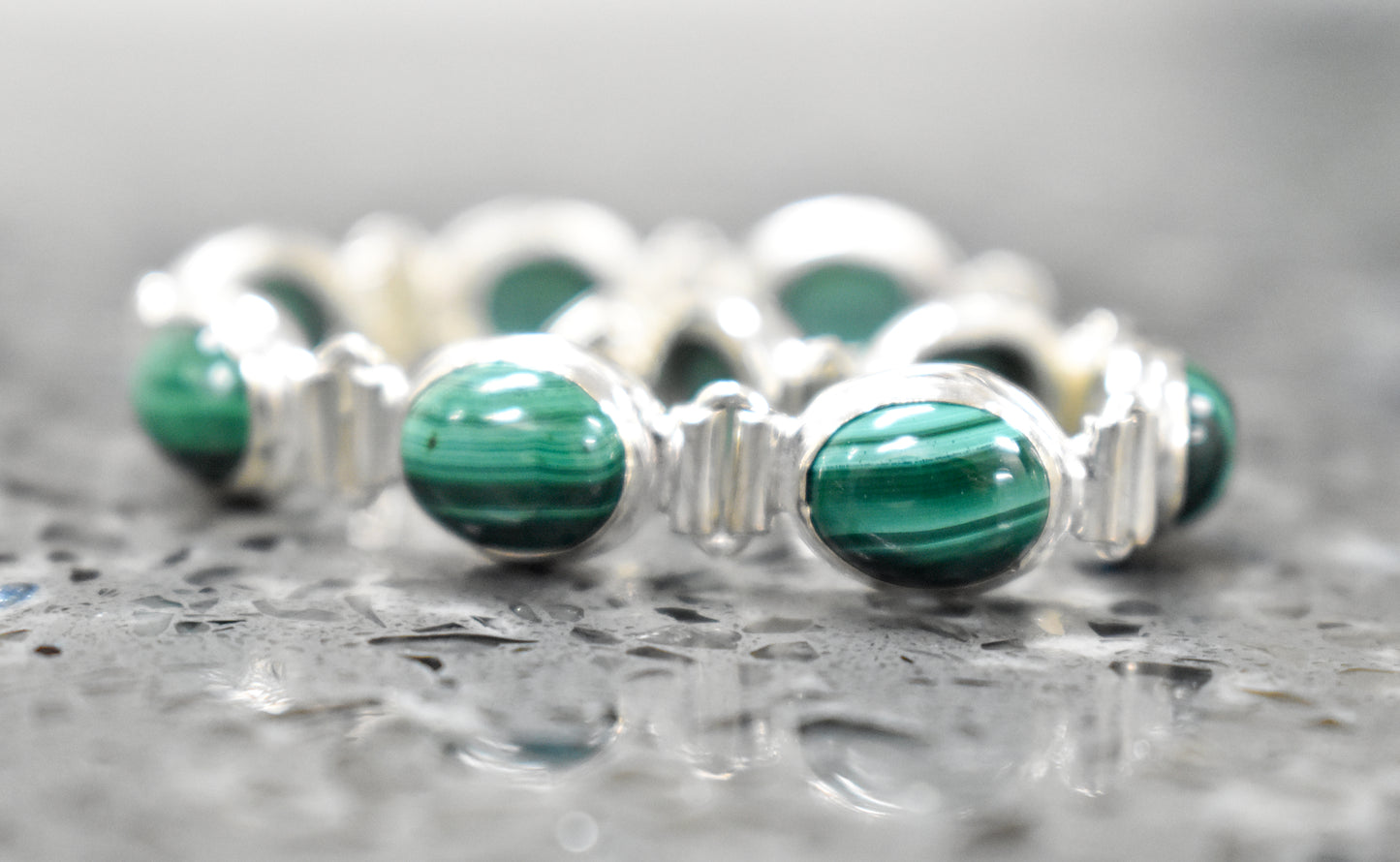 Sterling Silver Malachite Tennis Bracelet