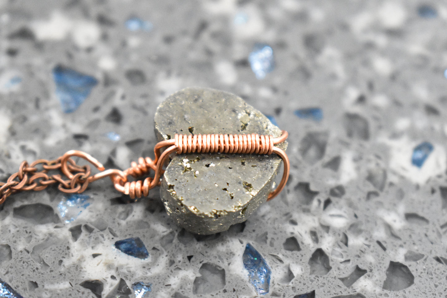 Pyrite Copper Wrapped Heart Necklace