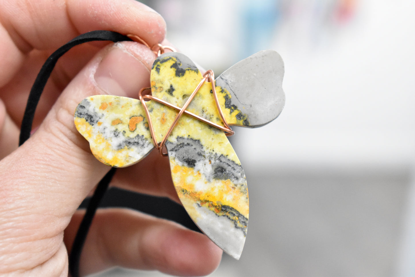 Copper Wrapped Bumble Bee Jasper Necklace