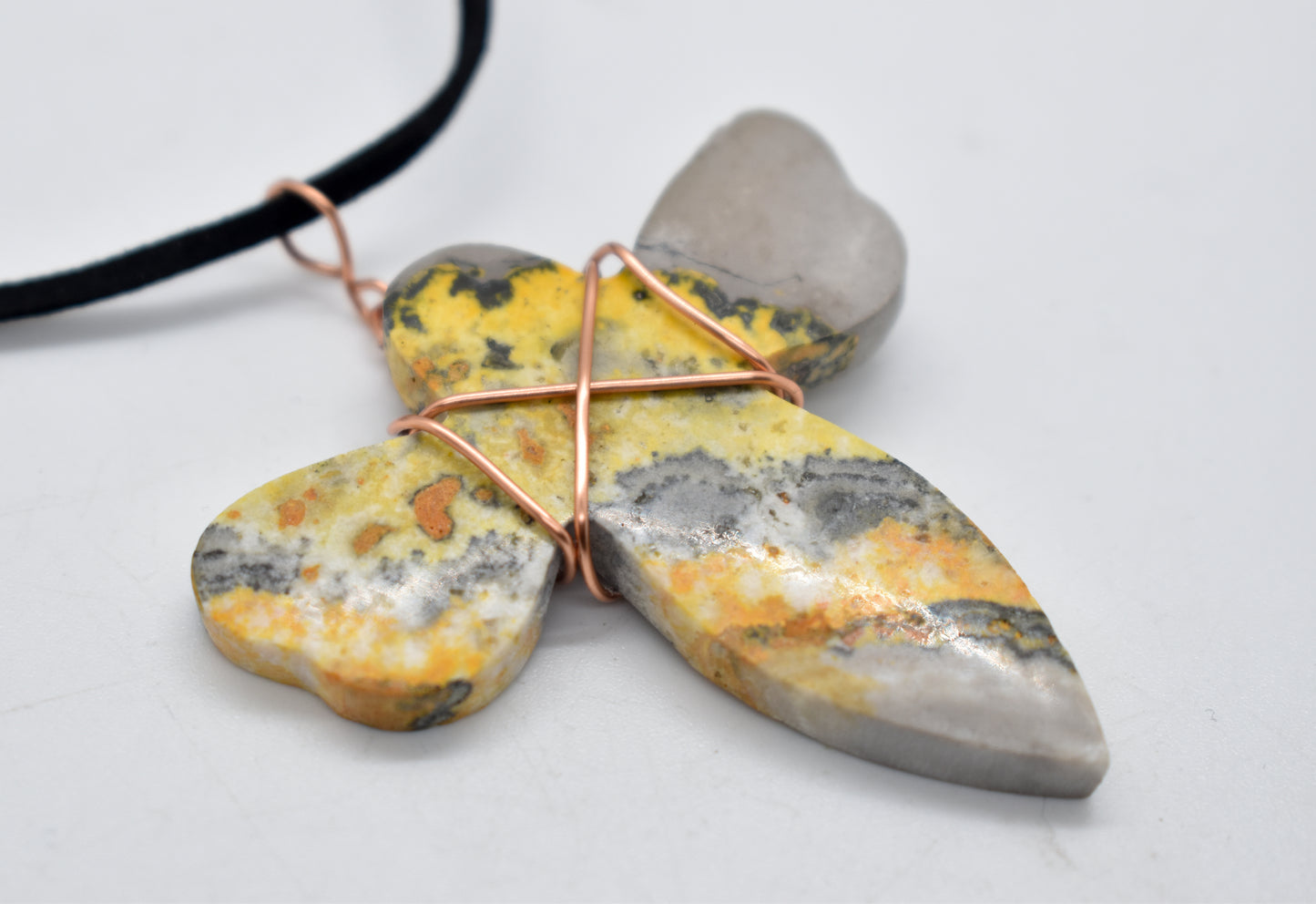Copper Wrapped Bumble Bee Jasper Necklace