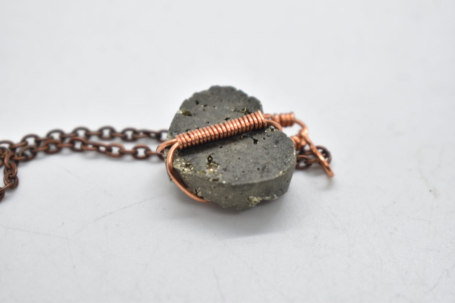 Pyrite Copper Wrapped Heart Necklace