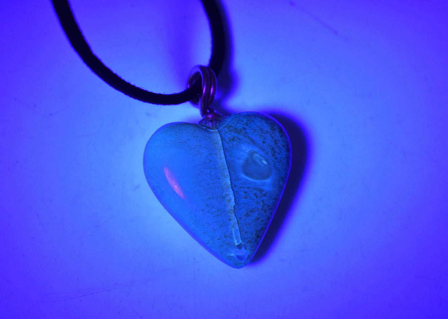 Blue Amber Heart Necklace with Copper Loop