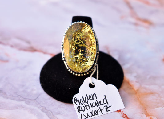 stones-of-transformation - Golden Rutilated Quartz Ring (Size 9) - Stones of Transformation - 