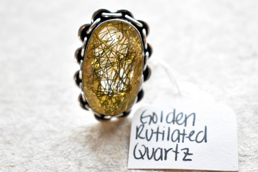stones-of-transformation - Golden Rutilated Quartz Ring (Size 6) - Stones of Transformation - 