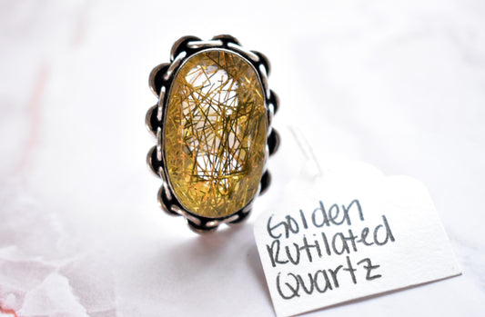 stones-of-transformation - Golden Rutilated Quartz Ring (Size 6) - Stones of Transformation - 