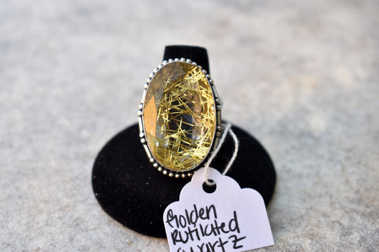 stones-of-transformation - Golden Rutilated Quartz Ring (Size 9) - Stones of Transformation - 