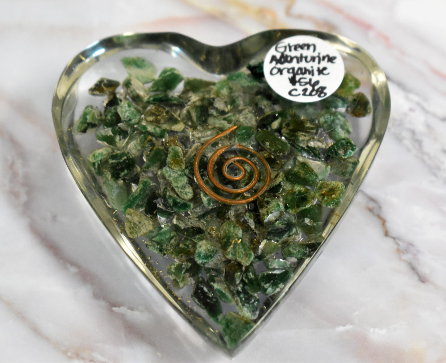 stones-of-transformation - Orgonite Green Aventurine Heart with Copper - Stones of Transformation - 