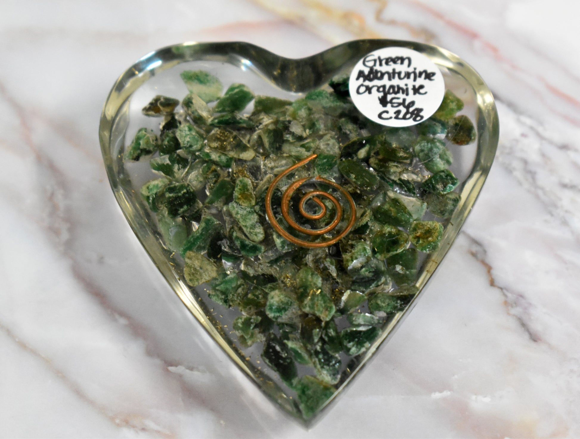 stones-of-transformation - Orgonite Green Aventurine Heart with Copper - Stones of Transformation - 