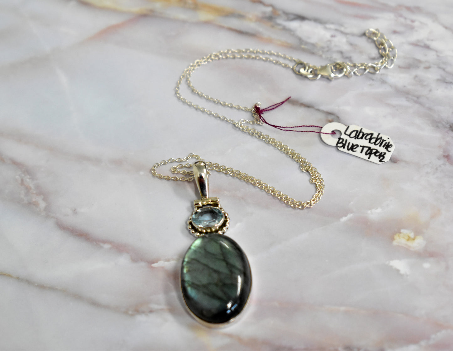 stones-of-transformation - Labradorite with Blue Topaz Necklace - Stones of Transformation - 