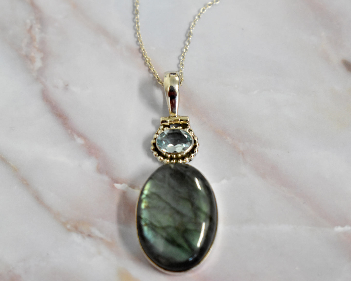 stones-of-transformation - Labradorite with Blue Topaz Necklace - Stones of Transformation - 