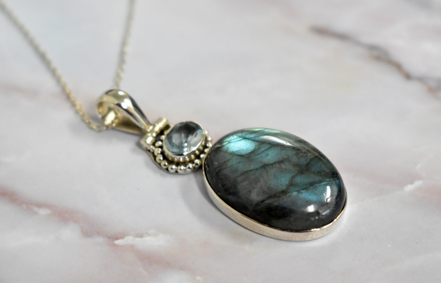 stones-of-transformation - Labradorite with Blue Topaz Necklace - Stones of Transformation - 