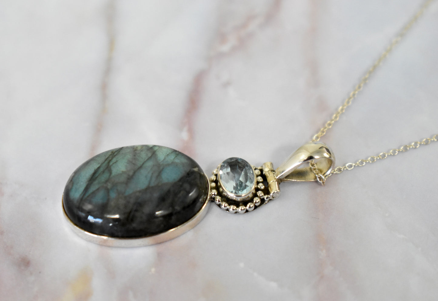 stones-of-transformation - Labradorite with Blue Topaz Necklace - Stones of Transformation - 