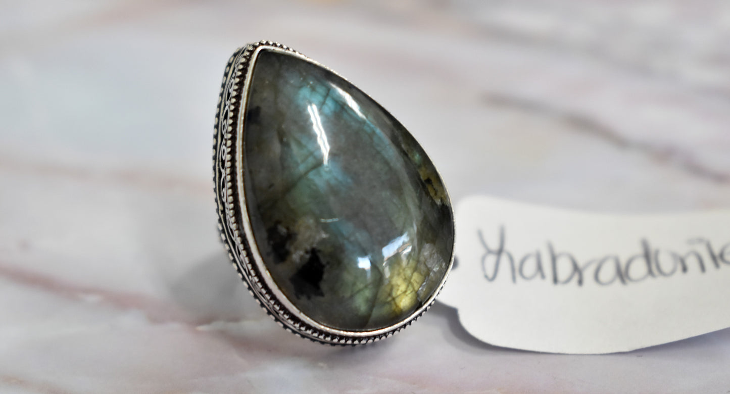 stones-of-transformation - Labradorite Ring (Size 8) - Stones of Transformation - 