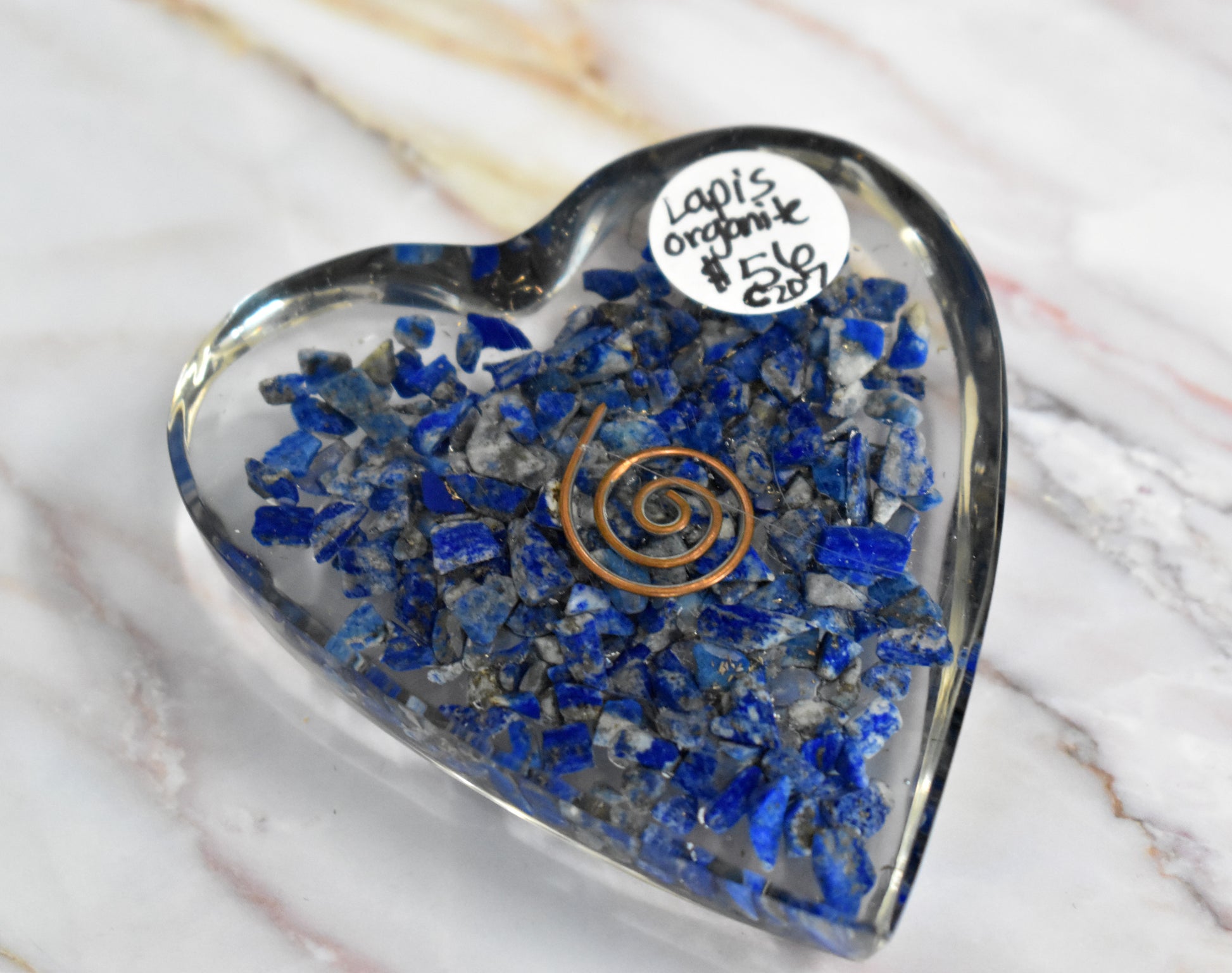 stones-of-transformation - Orgonite Lapis Lazuli Heart with Copper - Stones of Transformation - 
