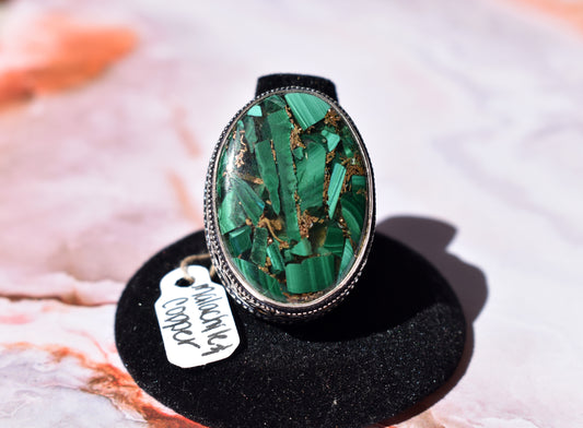 stones-of-transformation - Malachite Copper Ring Size 9 - Stones of Transformation - 