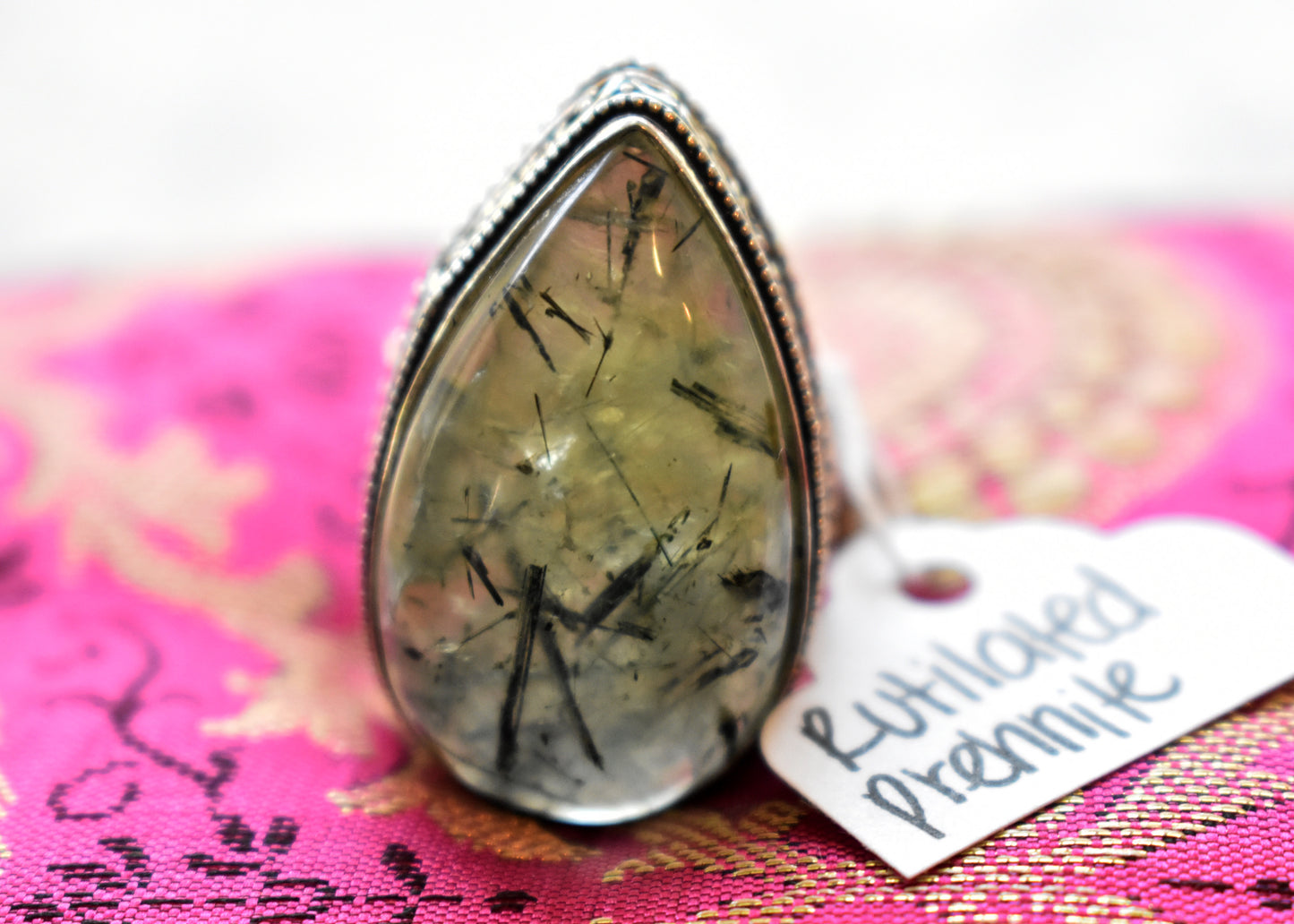 stones-of-transformation - Rutilated Prehnite Ring (Size 8) - Stones of Transformation - 