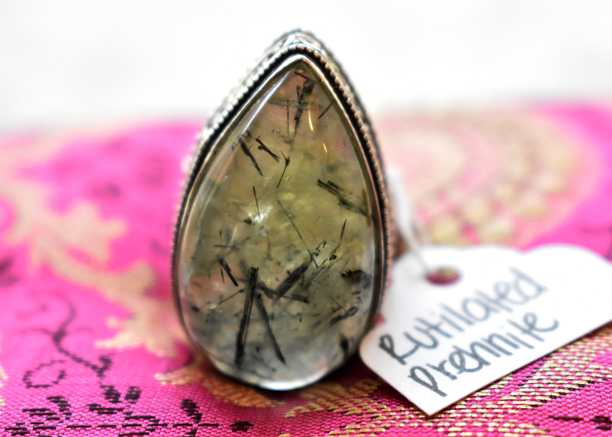 stones-of-transformation - Rutilated Prehnite Ring (Size 8) - Stones of Transformation - 