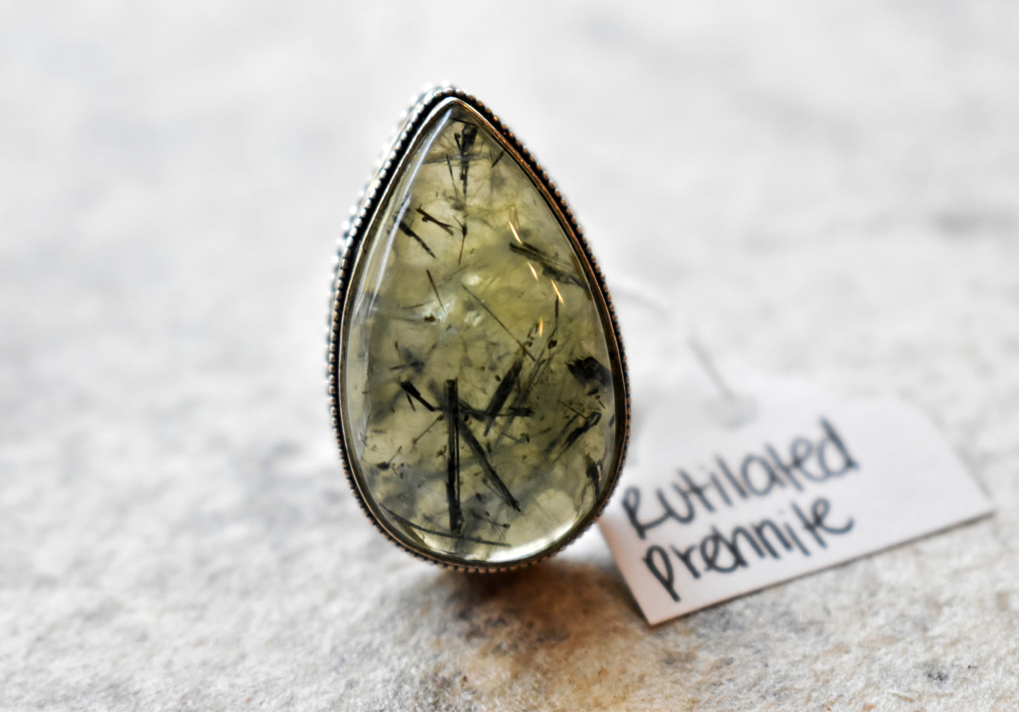 stones-of-transformation - Rutilated Prehnite Ring (Size 8) - Stones of Transformation - 