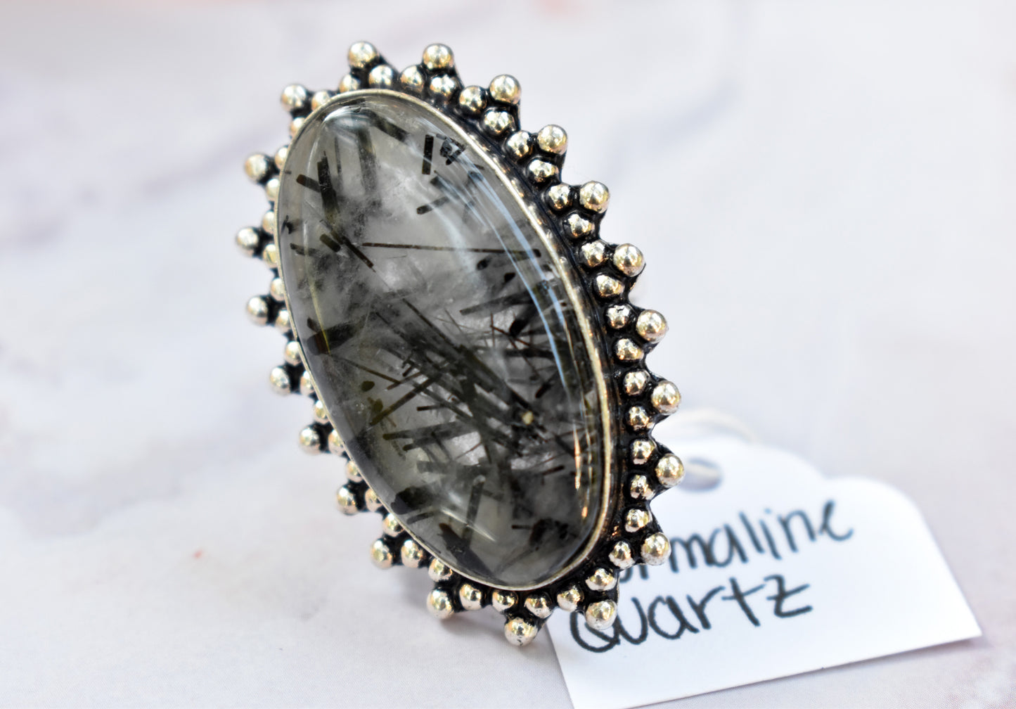 stones-of-transformation - Tourmaline Quartz Ring (Size 8.5) - Stones of Transformation - 