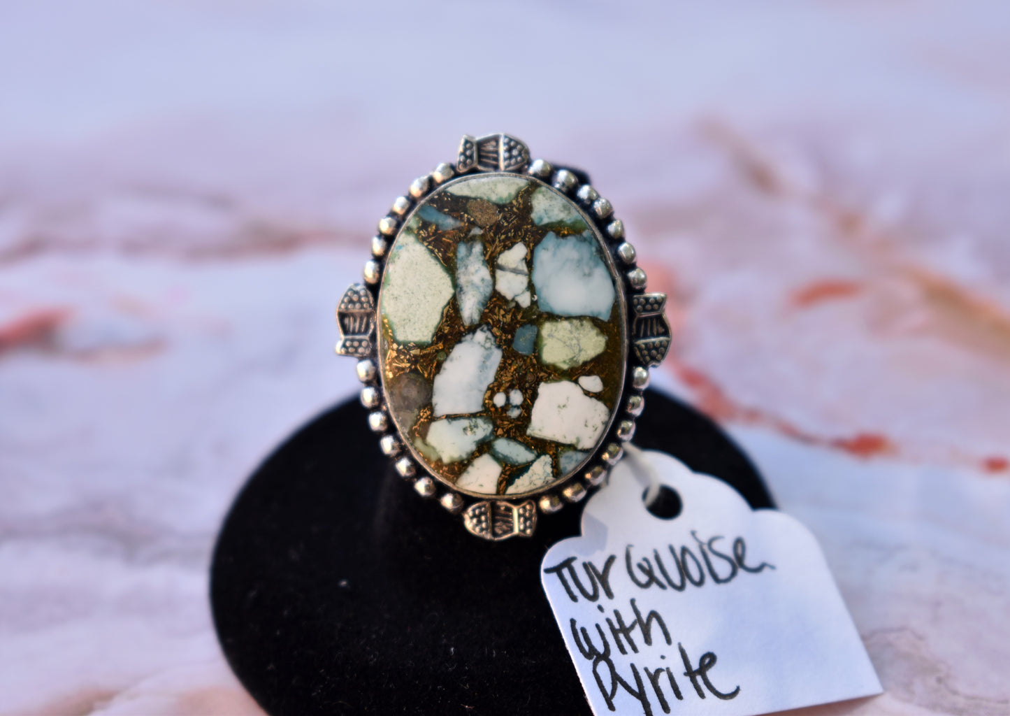 stones-of-transformation - Turquoise Pyrite Ring (Size 8) - Stones of Transformation - 