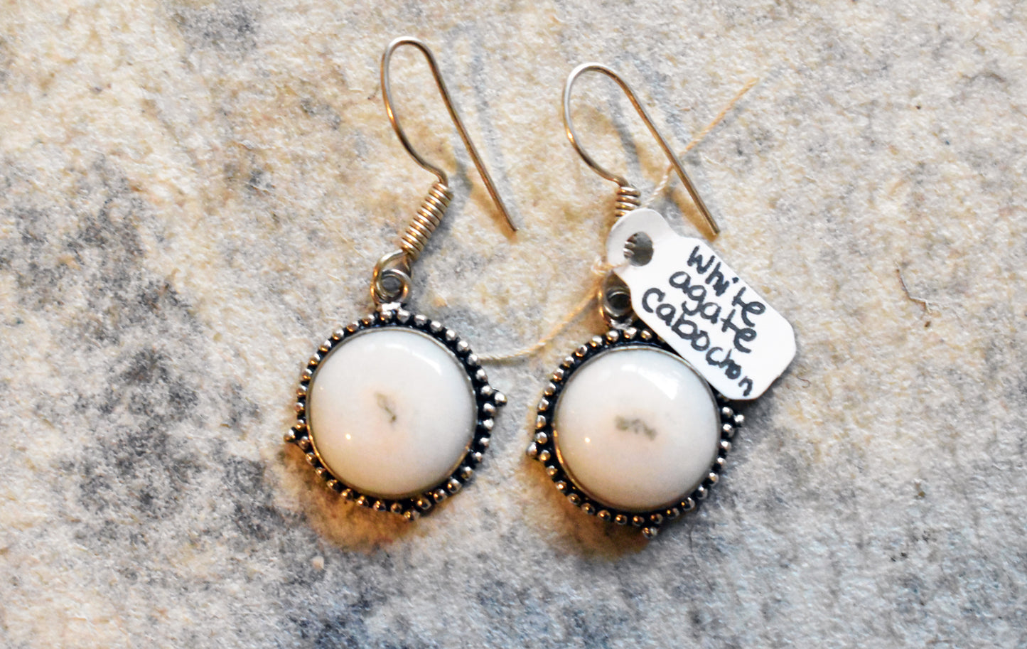 stones-of-transformation - White Agate Cabochon Earrings - Stones of Transformation - 