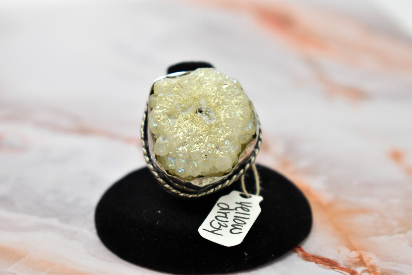 stones-of-transformation - Yellow Druzy Ring (Size 8.5) - Stones of Transformation - 