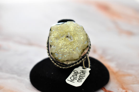 stones-of-transformation - Yellow Druzy Ring (Size 8.5) - Stones of Transformation - 