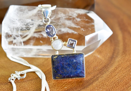Amethyst, Lapis Lazuli and Moonstone Necklace
