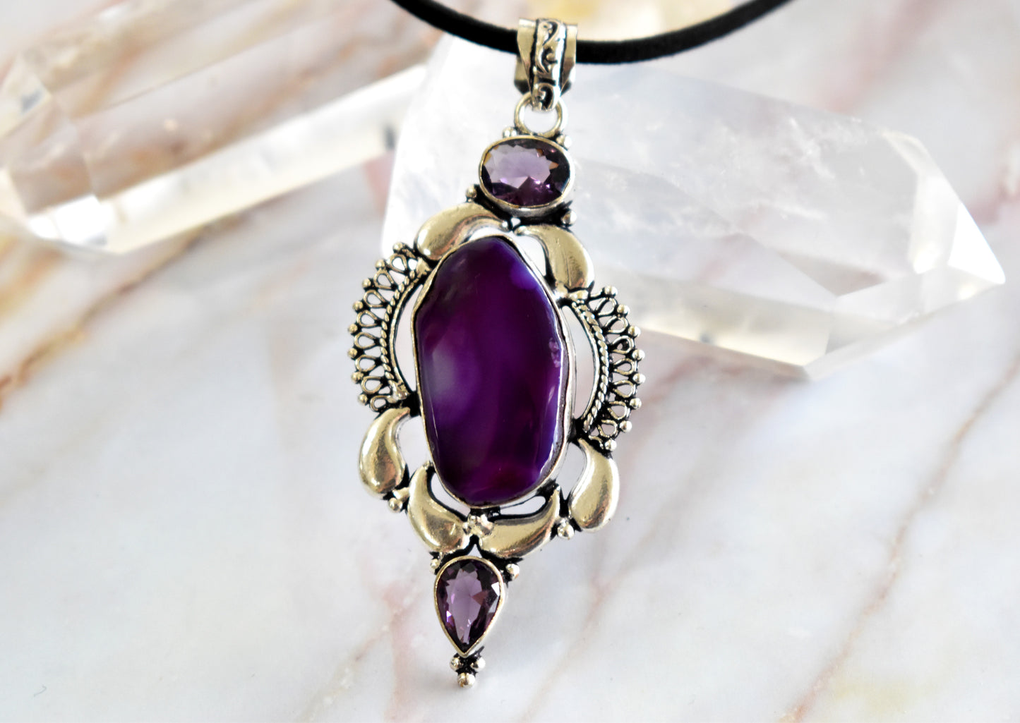 Amethyst with Purple Agate Necklace