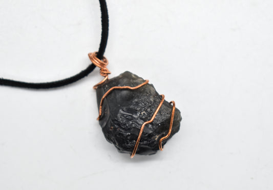 Copper Wrapped Apache Tears Necklace