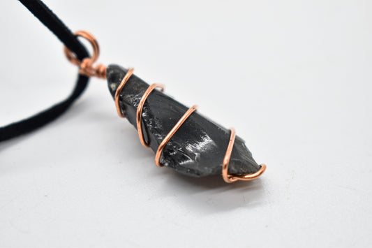 Copper Wrapped Apache Tears Necklace