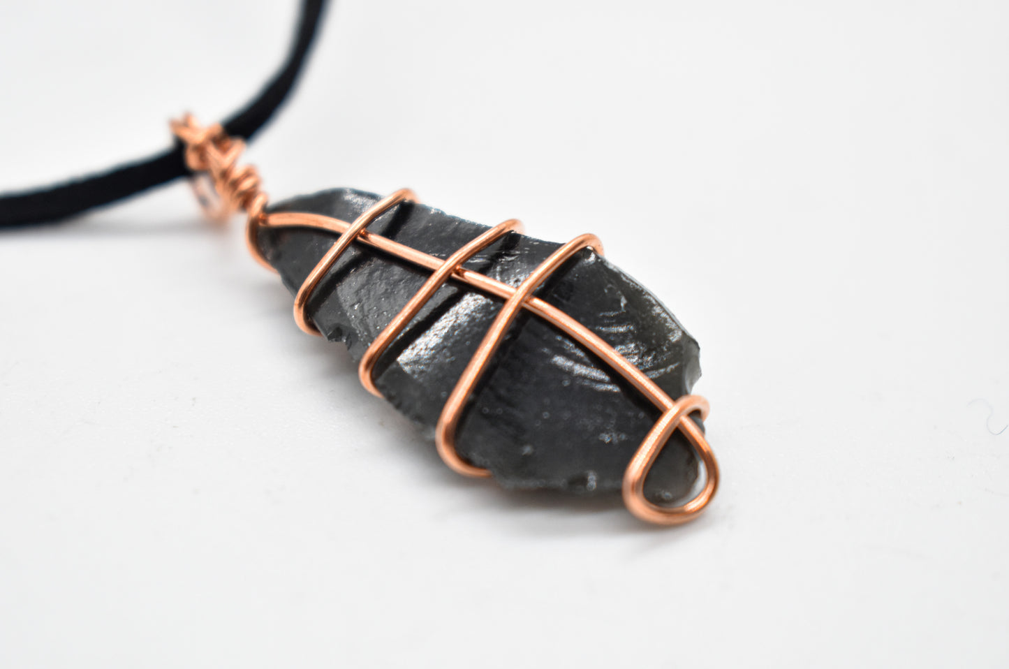 Copper Wrapped Apache Tears Necklace