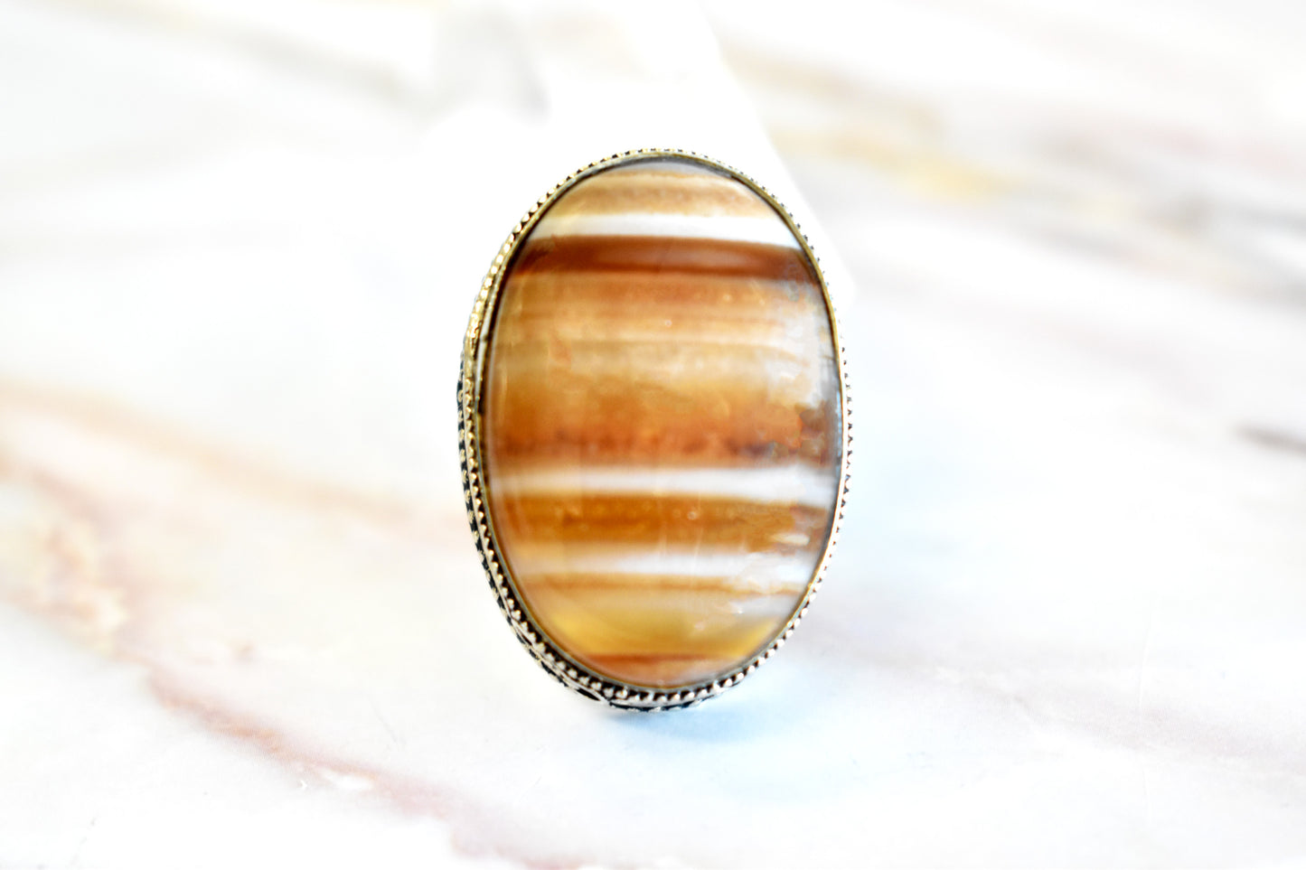 Banded Agate Ring (Size 8)