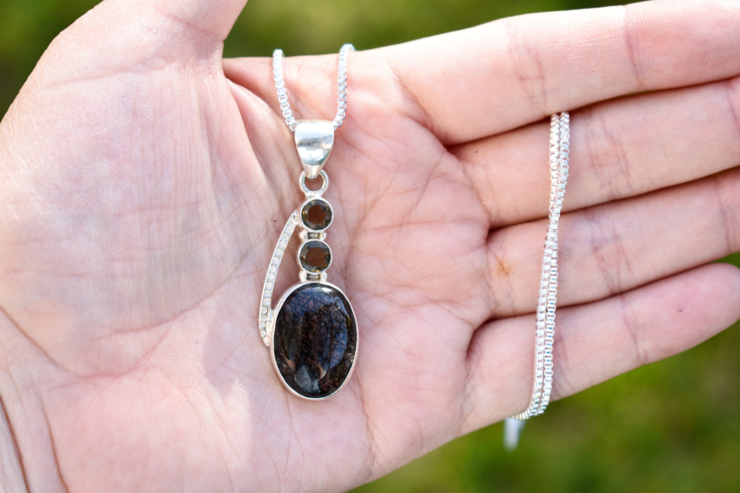 Black Rutilated Quartz with Smoky Quartz Necklace