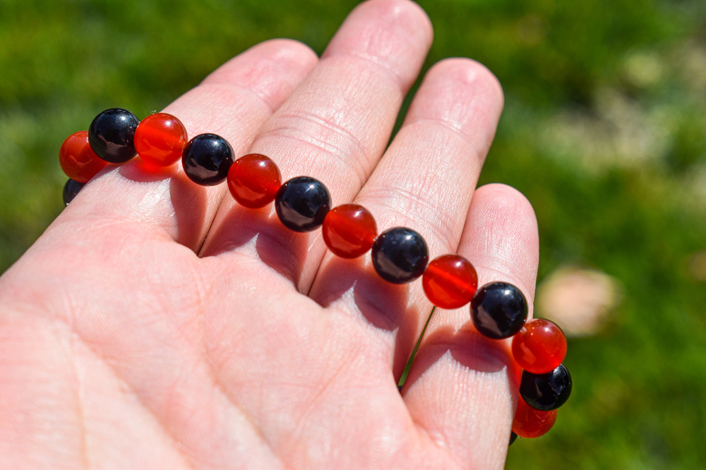 Black Tourmaline and Carnelian Bracelet