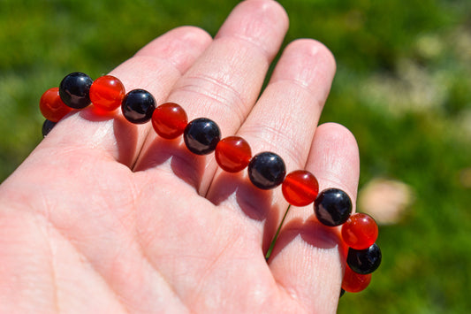 Black Tourmaline and Carnelian Bracelet