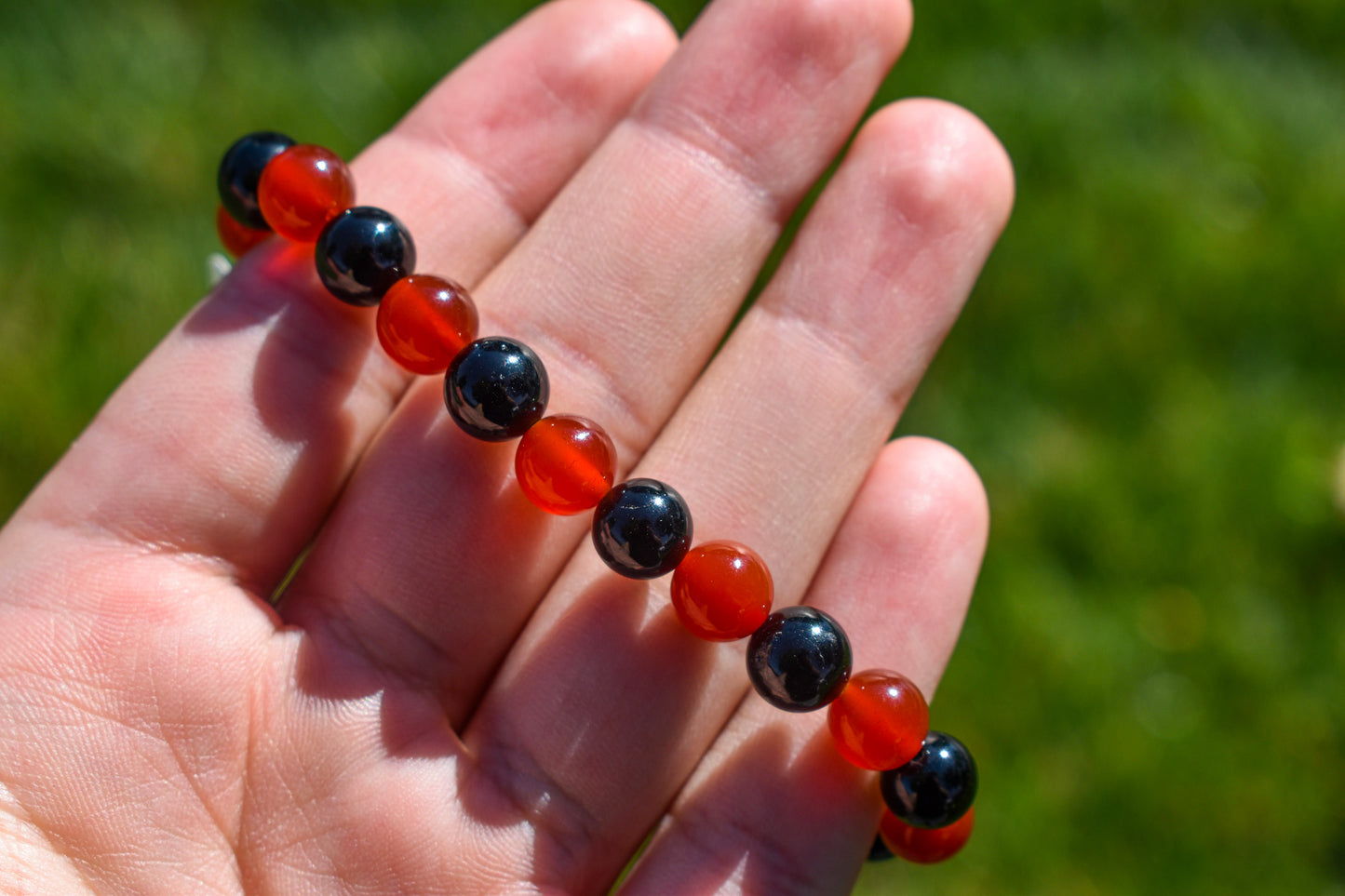 Black Tourmaline and Carnelian Bracelet