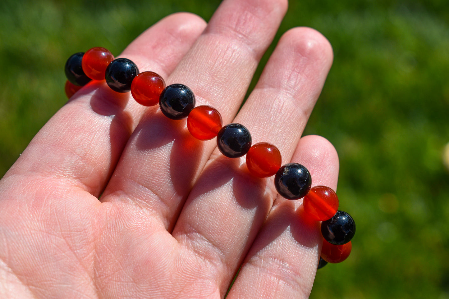 Black Tourmaline and Carnelian Bracelet