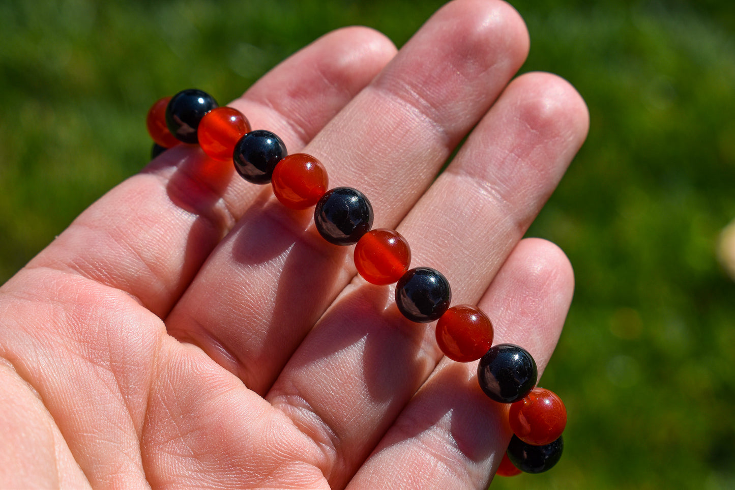 Black Tourmaline and Carnelian Bracelet