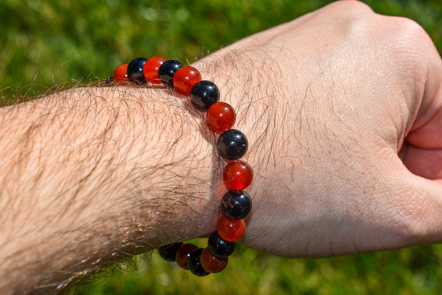 Black Tourmaline and Carnelian Bracelet