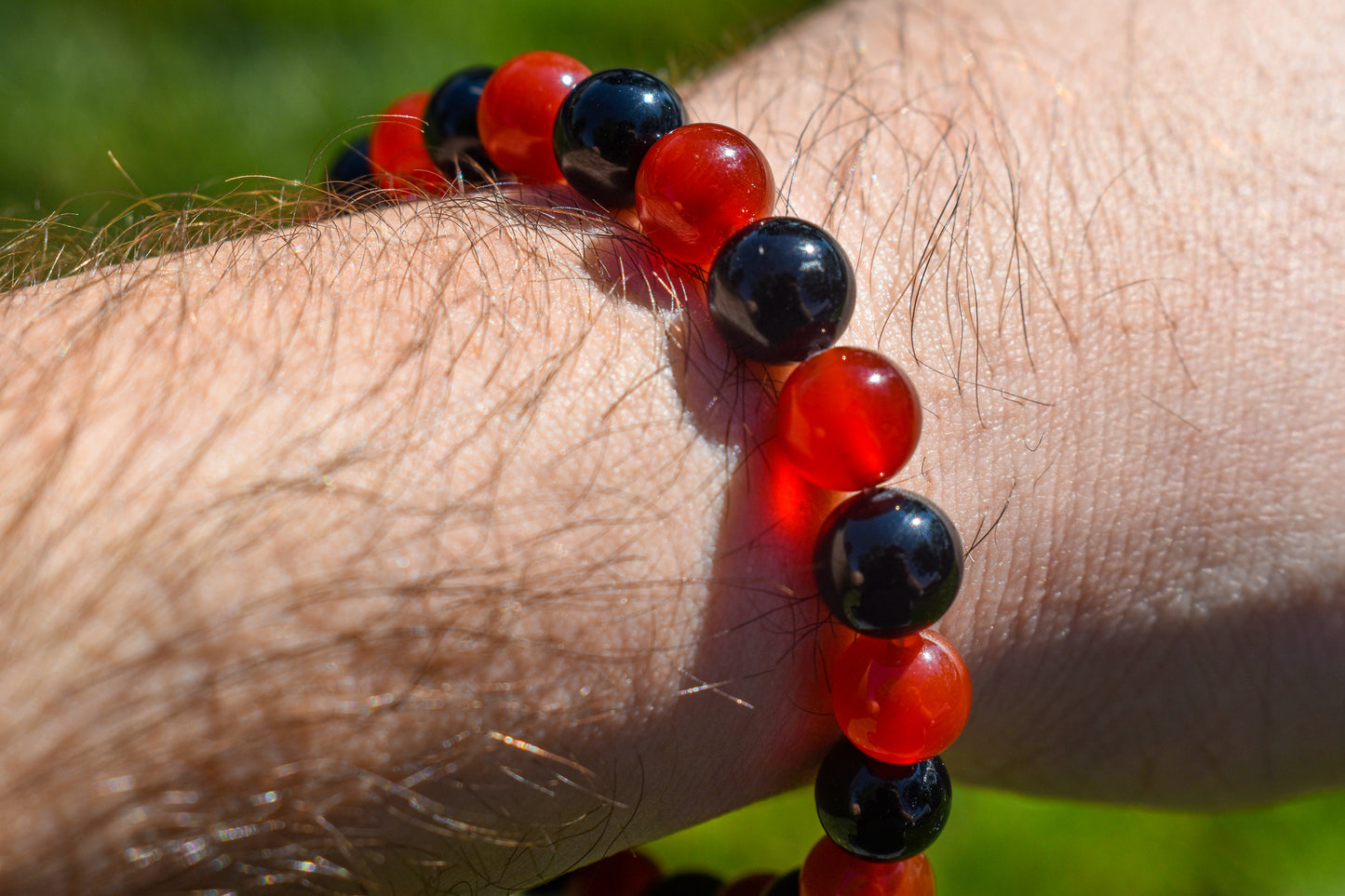 Black Tourmaline and Carnelian Bracelet